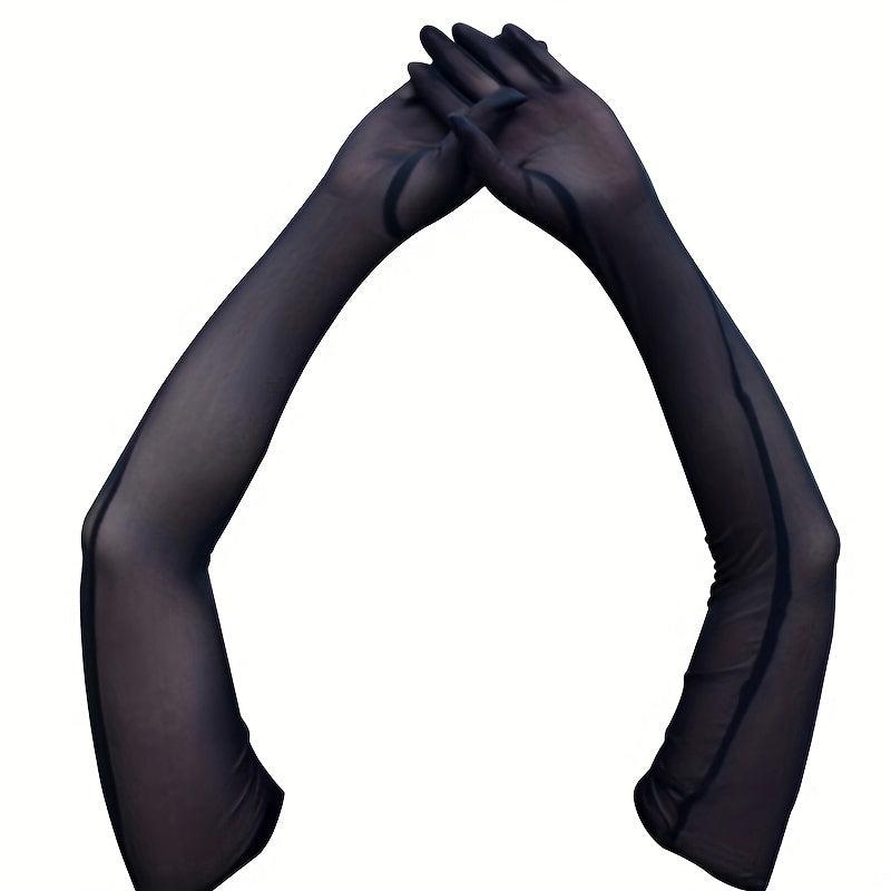 Elastic Mesh Breathable Long Gloves for Women