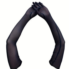Elastic Mesh Breathable Long Gloves for Women