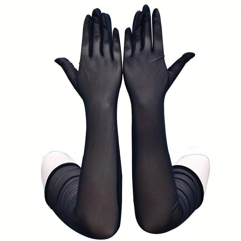 Elastic Mesh Breathable Long Gloves for Women
