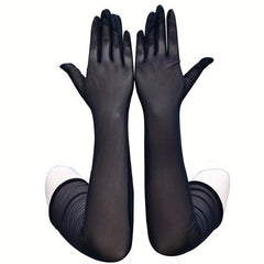 Elastic Mesh Breathable Long Gloves for Women