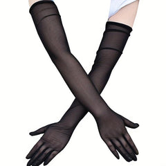 Elastic Mesh Breathable Long Gloves for Women