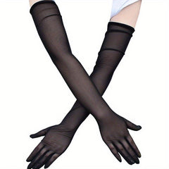 Elastic Mesh Breathable Long Gloves for Women