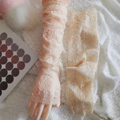 Lace Summer Sunscreen Sleeve Elastic Sleeve Driving Gloves Long Fingerless