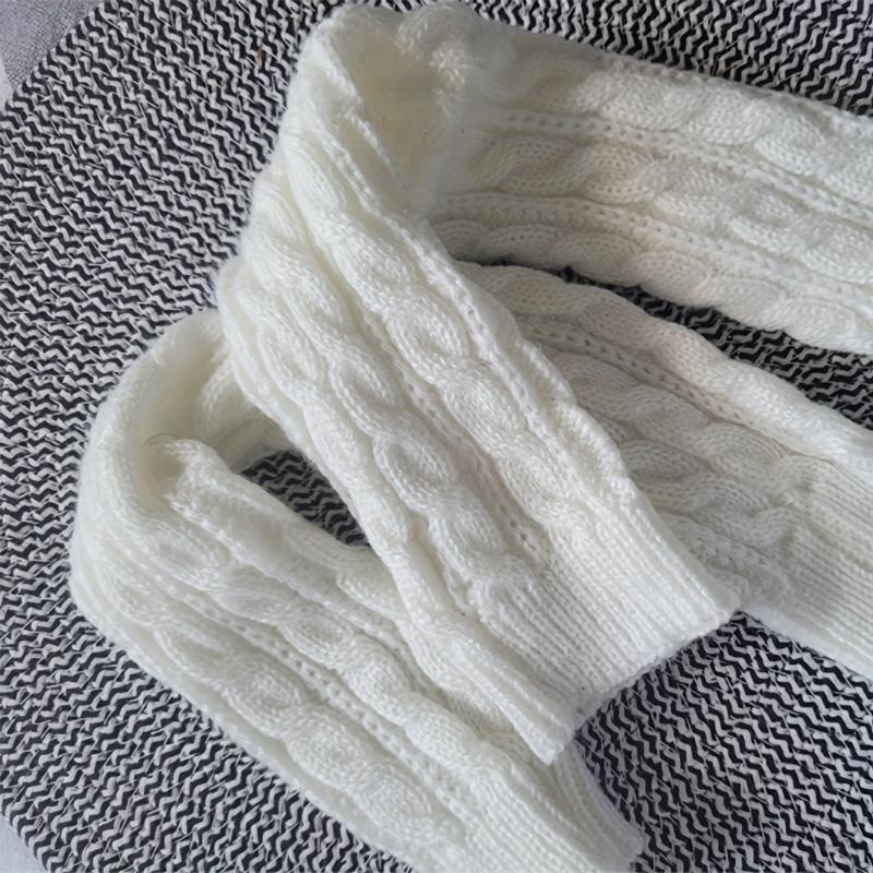 Ribbed Knitted Mid length Gloves Solid Elastic Fingerless Gloves