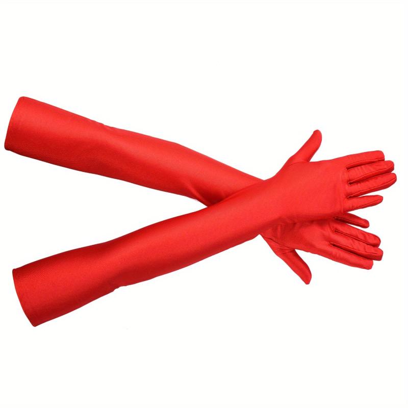 Satin Long Gloves Solid Elastic Decoration for Prom Party Wedding Bridal