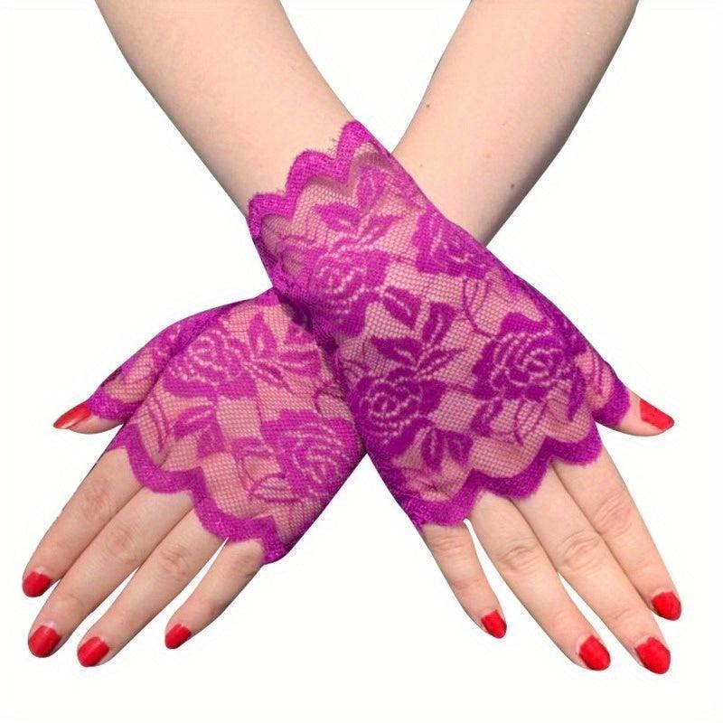 Women Lace Gloves Sunproof Fingerless Bridal Wedding Party Prom Dress