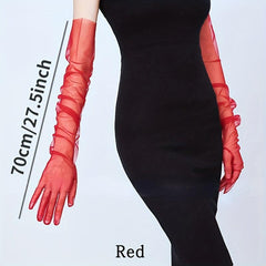 Solid Loose Mesh Gloves Extended Thin Breathable Gloves for Women
