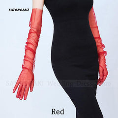 Solid Loose Mesh Gloves Extended Thin Breathable Gloves for Women