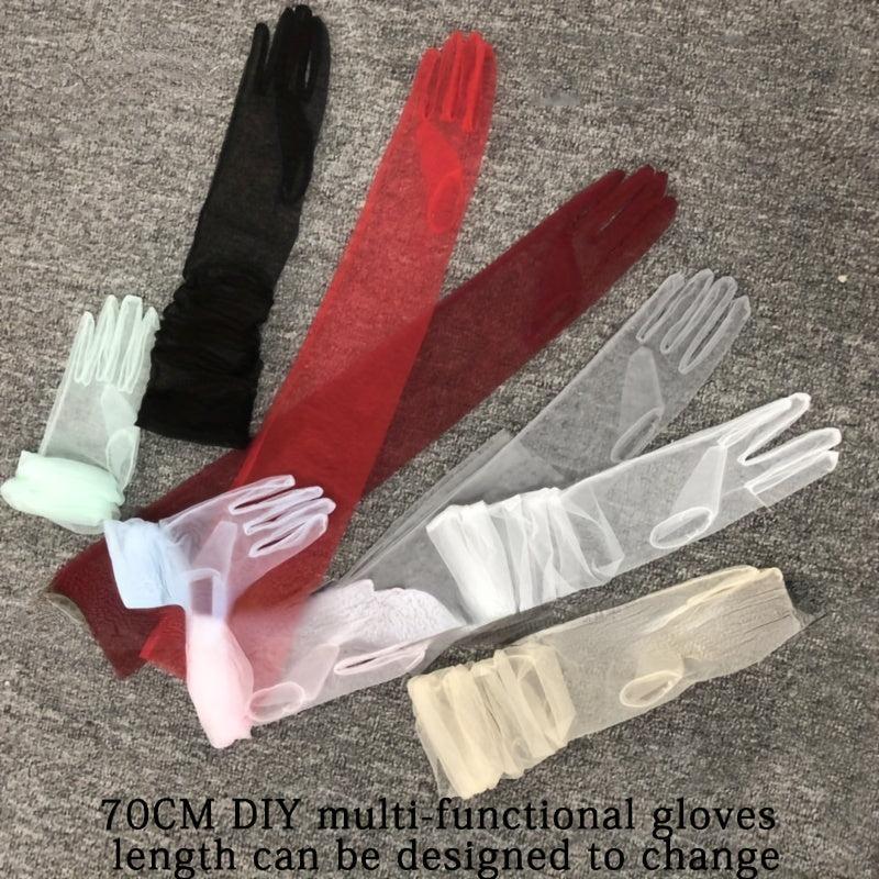 Solid Loose Mesh Gloves Extended Thin Breathable Gloves for Women