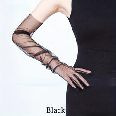 Solid Loose Mesh Gloves Extended Thin Breathable Gloves for Women