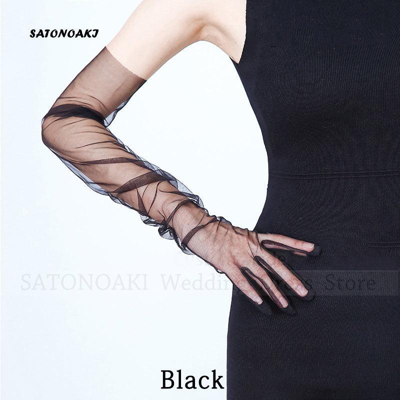 Solid Loose Mesh Gloves Extended Thin Breathable Gloves for Women