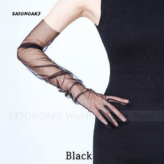 Solid Loose Mesh Gloves Extended Thin Breathable Gloves for Women
