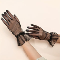 1 Pair Lace Mesh Gloves for Women