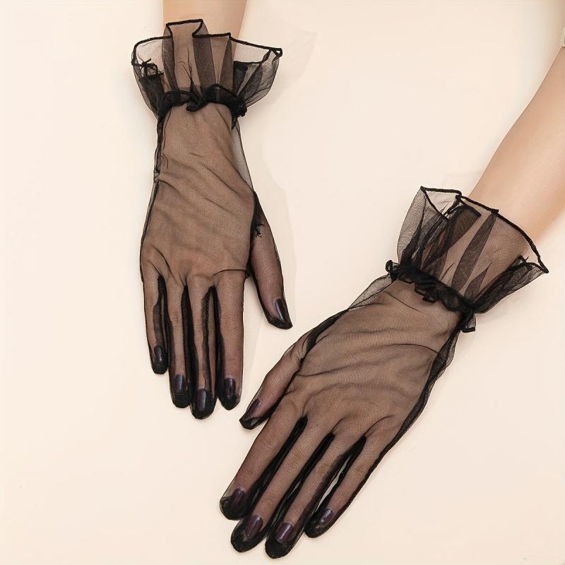 1 Pair Lace Mesh Gloves for Women