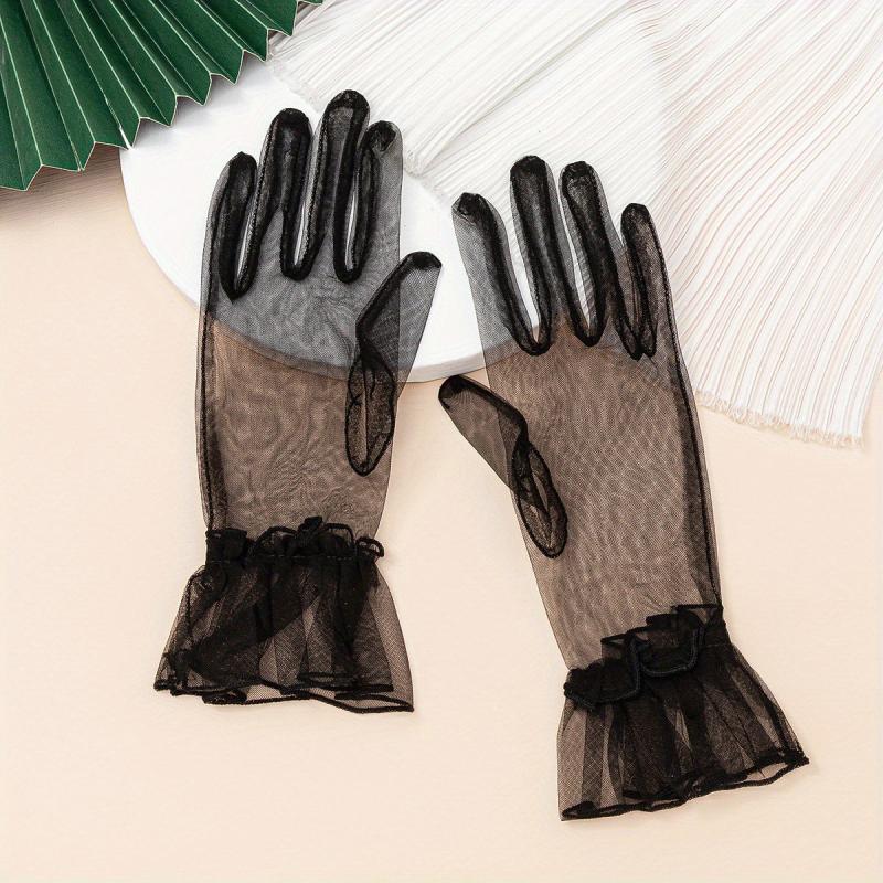 1 Pair Lace Mesh Gloves for Women