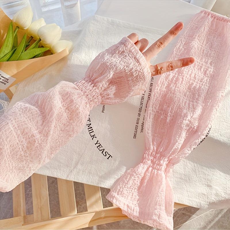 Breathable Fingerless Gloves UV Protection Sleeves For Women