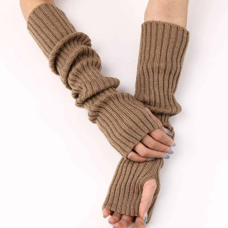 Knitted Wool Half-finger Fingerless Pile Gloves