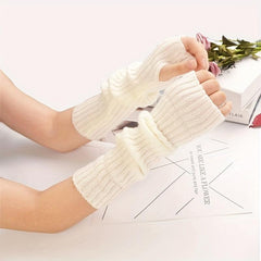 Knitted Fingerless Gloves Half Finger Warm Punk Goth Sleeves