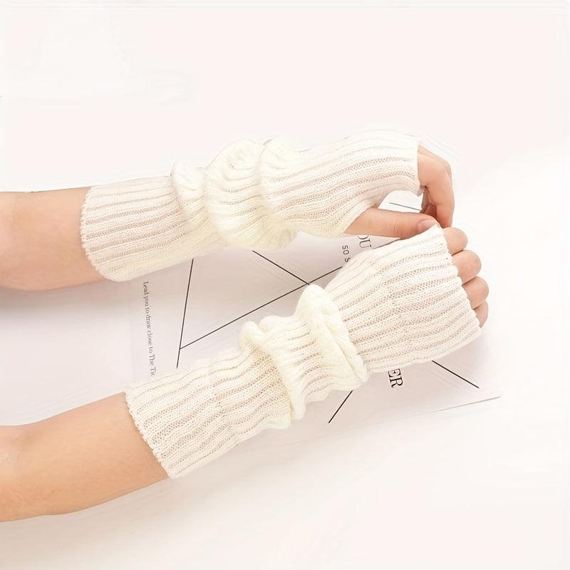 Knitted Fingerless Gloves Half Finger Warm Punk Goth Sleeves