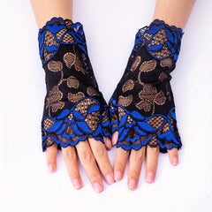 Floral Lace Fingerless Gloves for Outdoor Sun Protection
