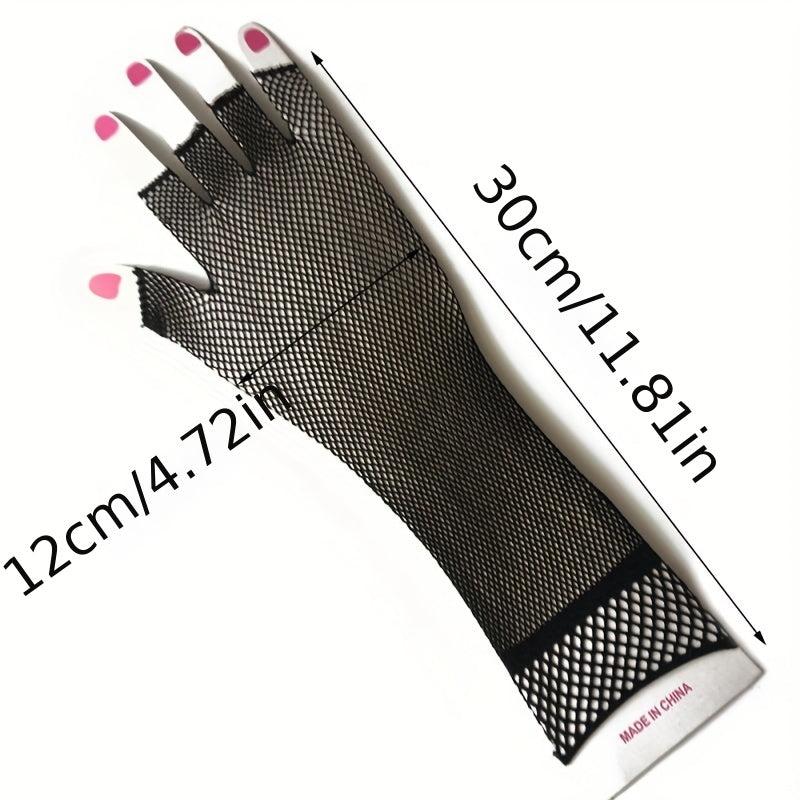 Y2K Fishnet Mittens Elbow Long Gloves Vintage Prom Dress