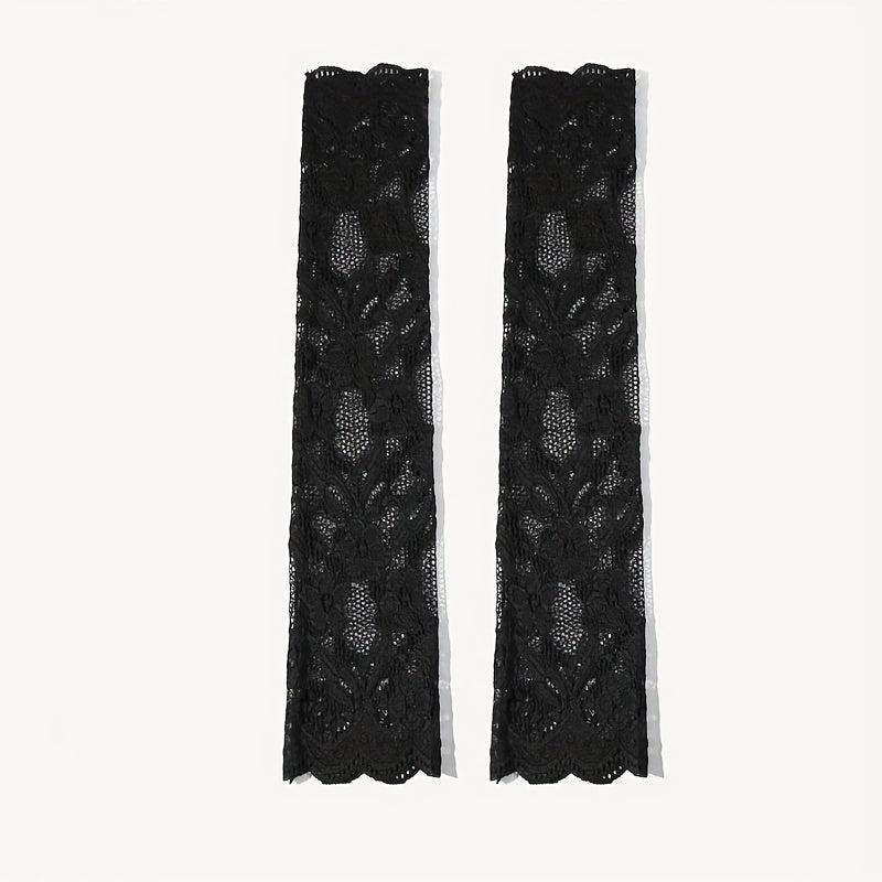 Flower Lace Sleeves Long Gloves Decorative Fingerless Women