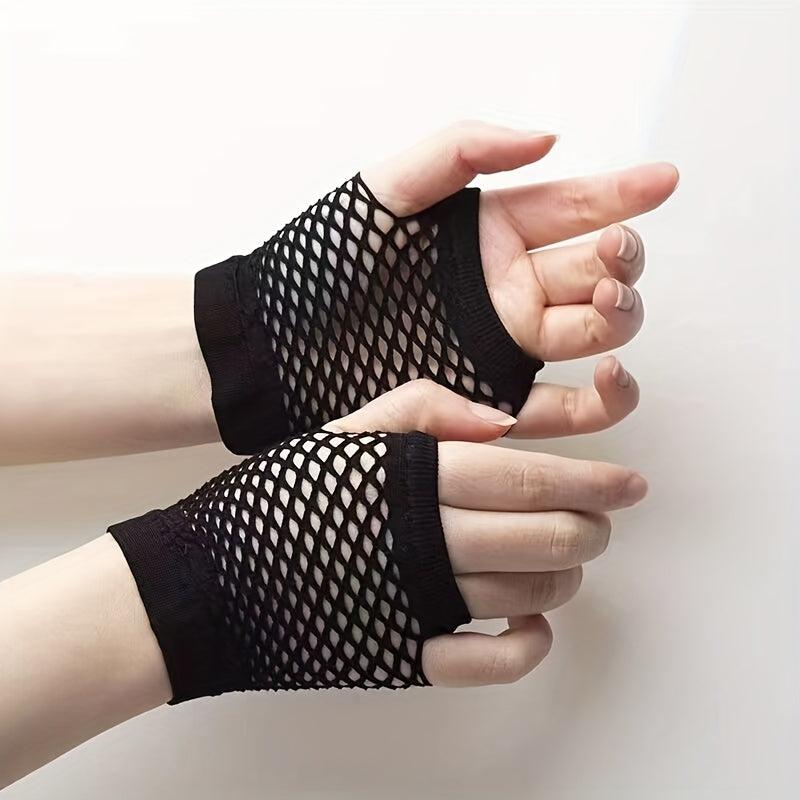 Fishnet Hollow Out Short Fingerless Gloves for Women