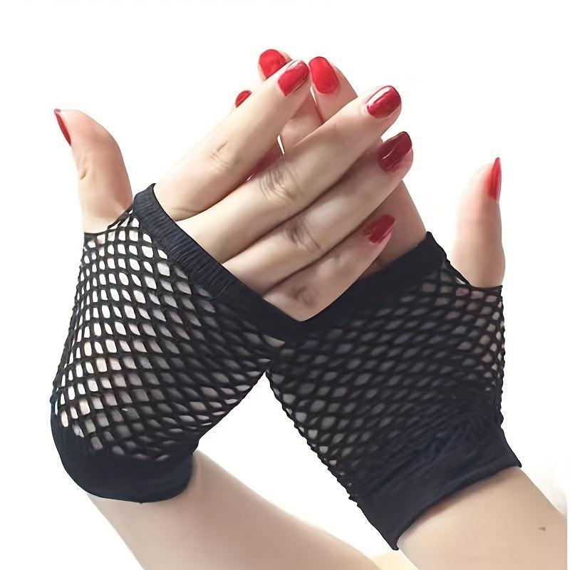 Fishnet Hollow Out Short Fingerless Gloves for Women