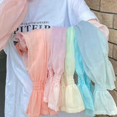 Candy Long Gloves Ruffles Outdoor Sunscreen Sleeves