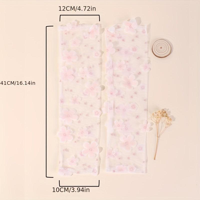Pink Lace Mesh Sleeve Lightweight Long Arm Sunscreen Sleeve
