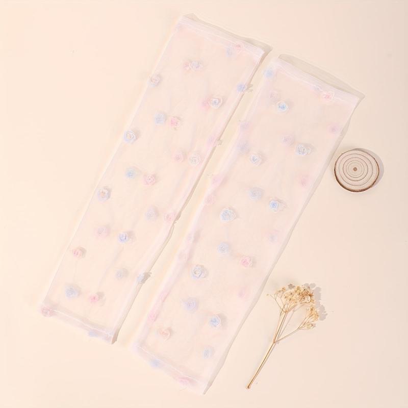 Pink Lace Mesh Sleeve Lightweight Long Arm Sunscreen Sleeve