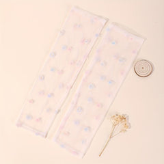 Pink Lace Mesh Sleeve Lightweight Long Arm Sunscreen Sleeve