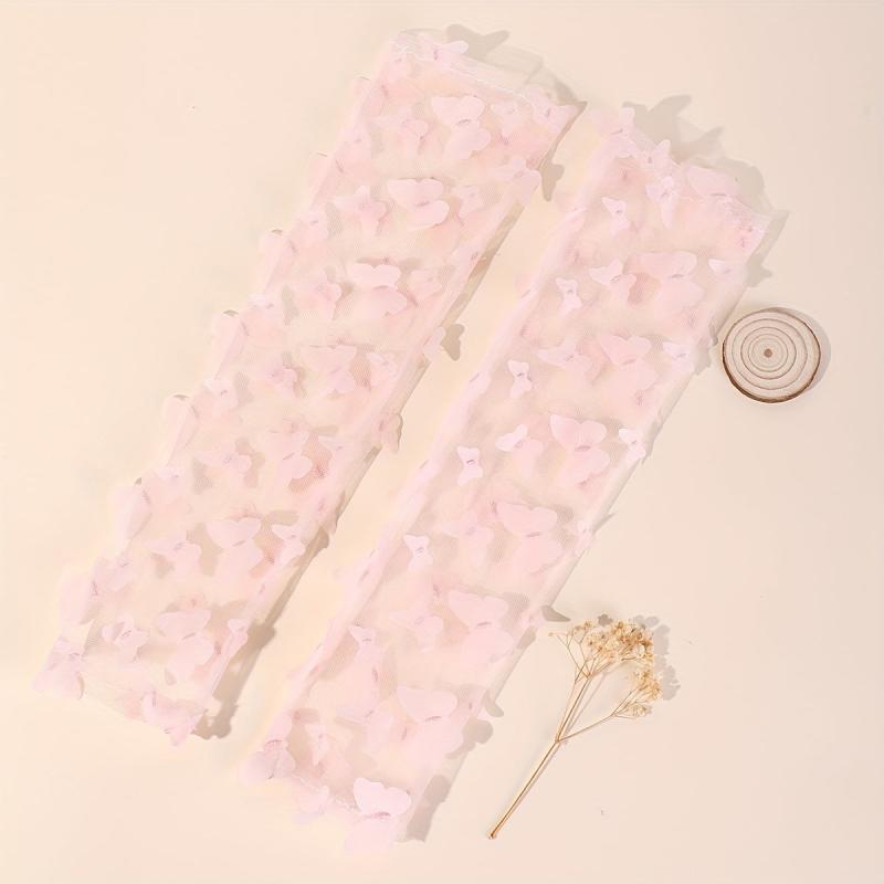 Pink Lace Mesh Sleeve Lightweight Long Arm Sunscreen Sleeve