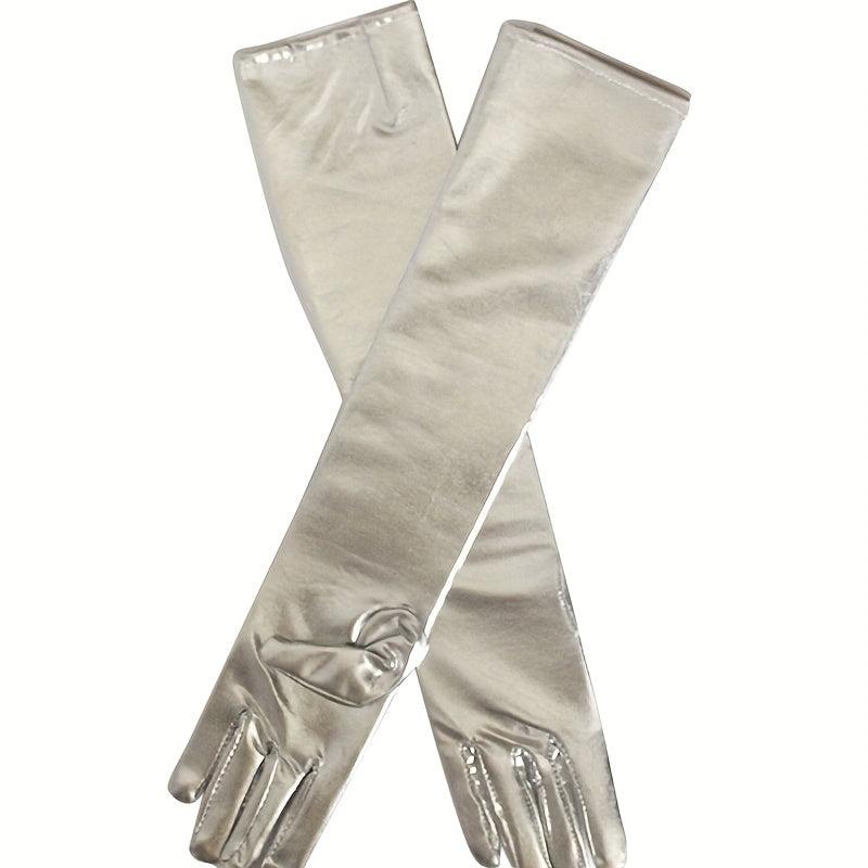 Bright Golden Long Gloves for Prom Party Wedding Bridal Gloves