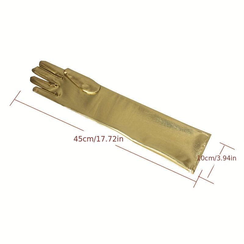 Bright Golden Long Gloves for Prom Party Wedding Bridal Gloves