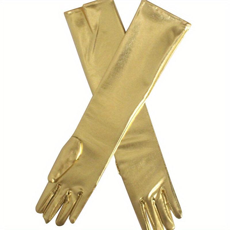 Bright Golden Long Gloves for Prom Party Wedding Bridal Gloves