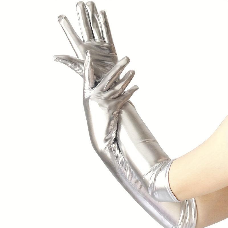 Bright Golden Long Gloves for Prom Party Wedding Bridal Gloves