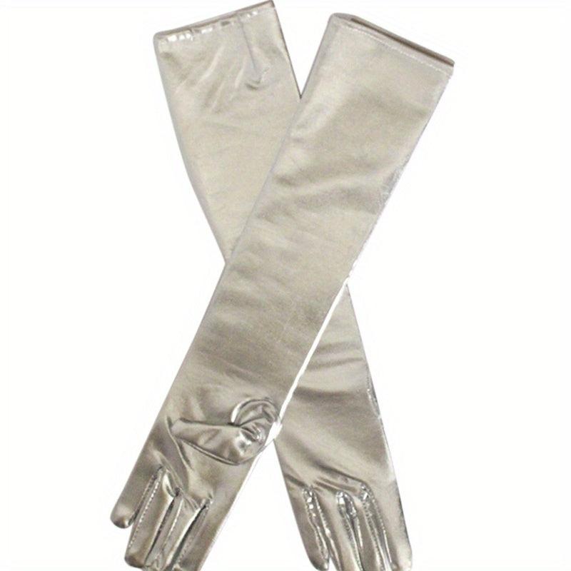 Bright Golden Long Gloves for Prom Party Wedding Bridal Gloves