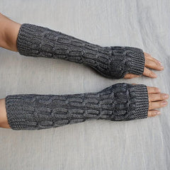 Women's Thick Ribbed Knit Gloves Warm Fingerless Mittens