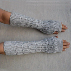 Women's Thick Ribbed Knit Gloves Warm Fingerless Mittens