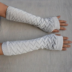 Women's Thick Ribbed Knit Gloves Warm Fingerless Mittens