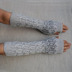 Women's Thick Ribbed Knit Gloves Warm Fingerless Mittens