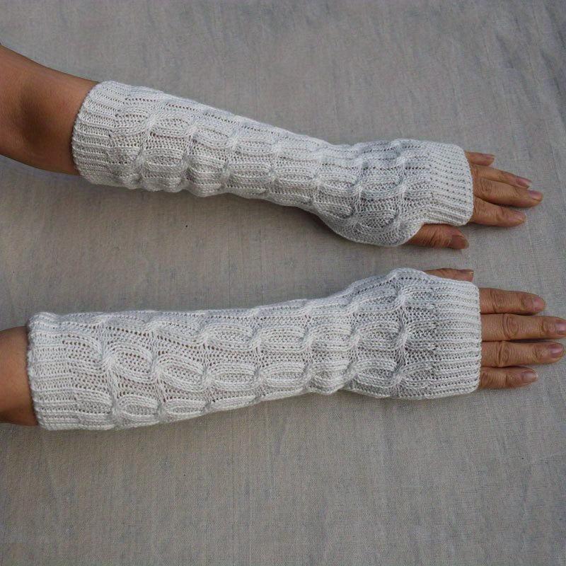 Women's Thick Ribbed Knit Gloves Warm Fingerless Mittens