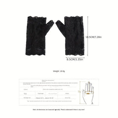 Lace Fingerless Gloves Women Half Finger Cycling Sunscreen Solid Gloves
