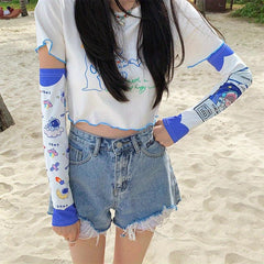 Cartoon Print Ice Sleeves UV Protection Sunproof Gloves