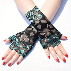 Lace Fingerless Gloves for Women Wedding Bridal Ruffled Short Gloves