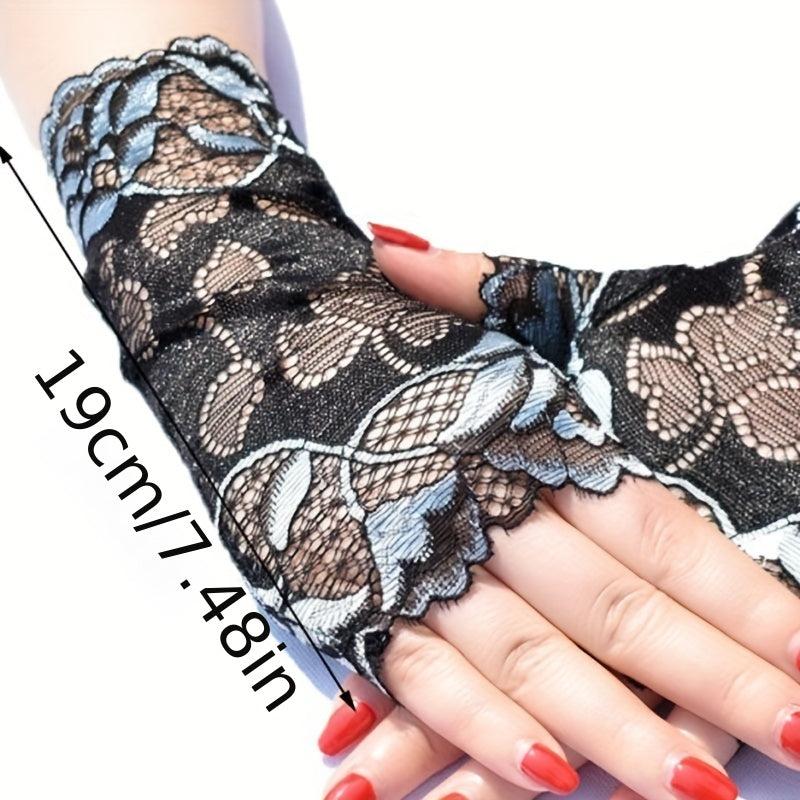 Lace Fingerless Gloves for Women Wedding Bridal Ruffled Short Gloves