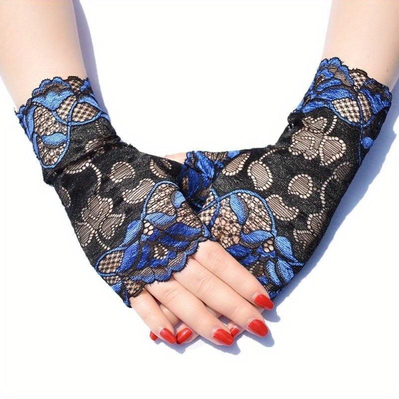 Lace Fingerless Gloves for Women Wedding Bridal Ruffled Short Gloves