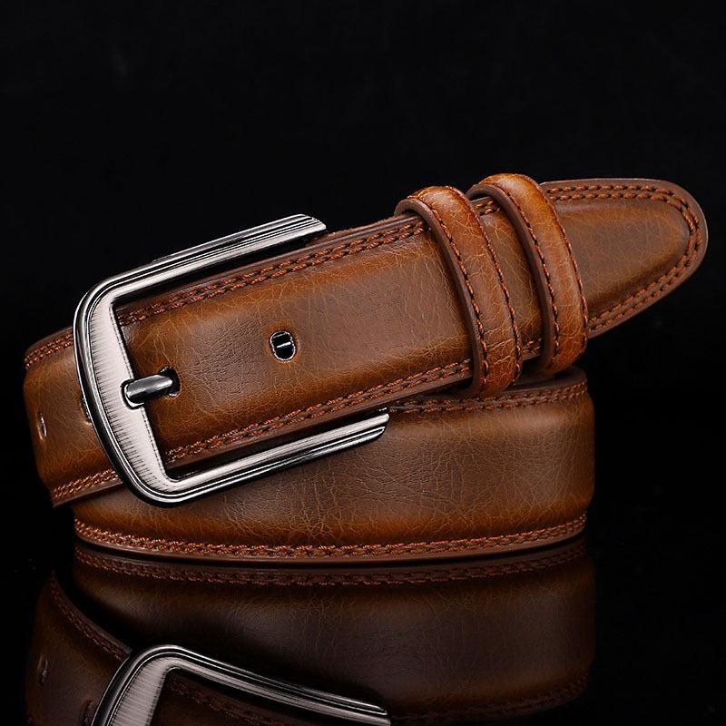Men's Leather Belt with Square Buckle