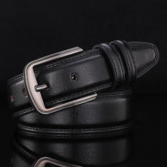 Men's Leather Belt with Square Buckle